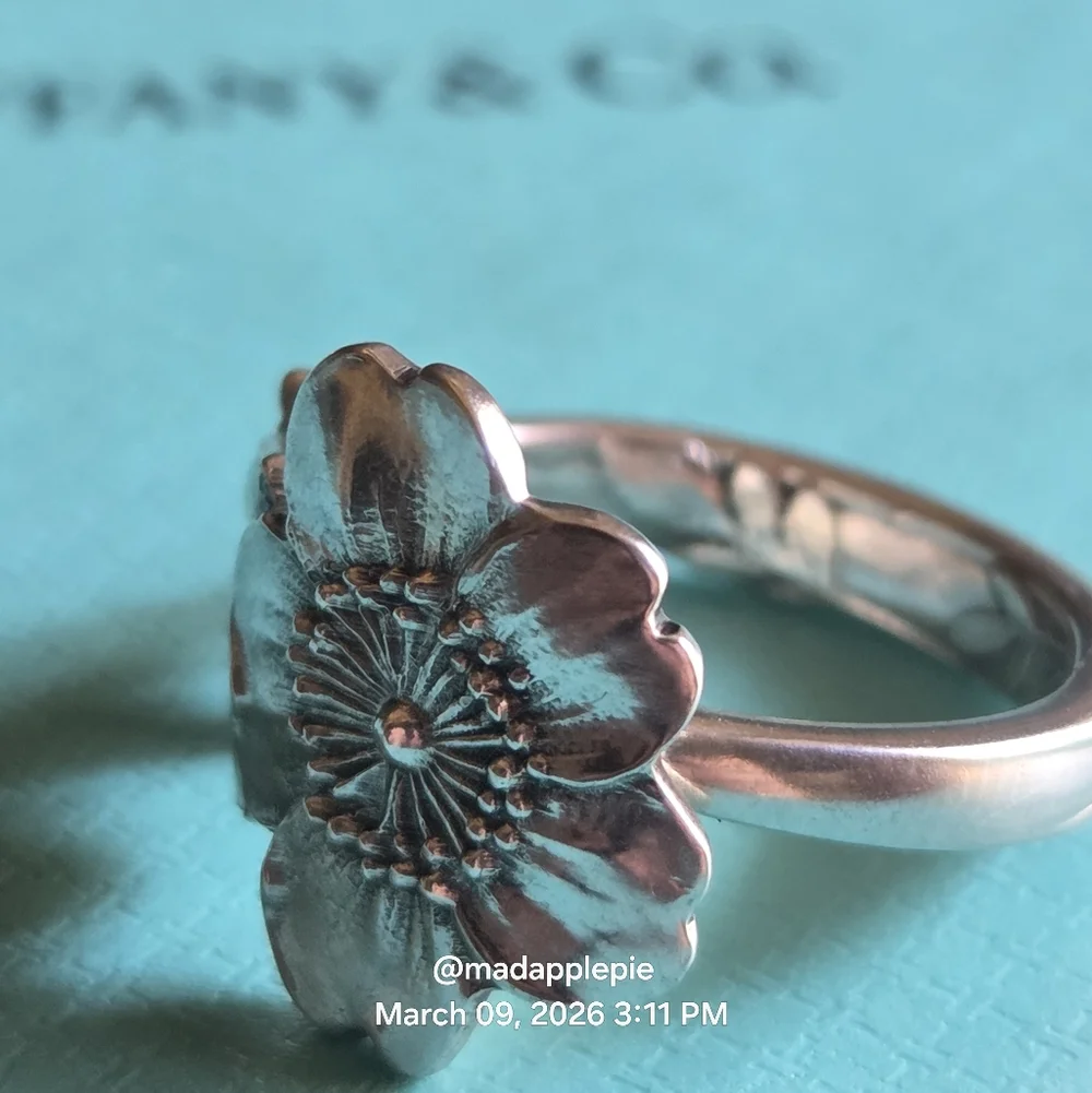 1885 Tiffany & Co. Wild Rose Spoon Ring Floral Motif Collection Size 6 #60